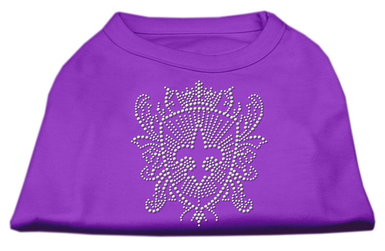 Rhinestone Fleur De Lis Shield Shirts Purple XL