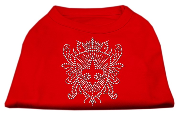 Rhinestone Fleur De Lis Shield Shirts Red XS