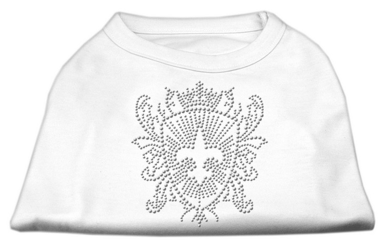 Rhinestone Fleur De Lis Shield Shirts White L