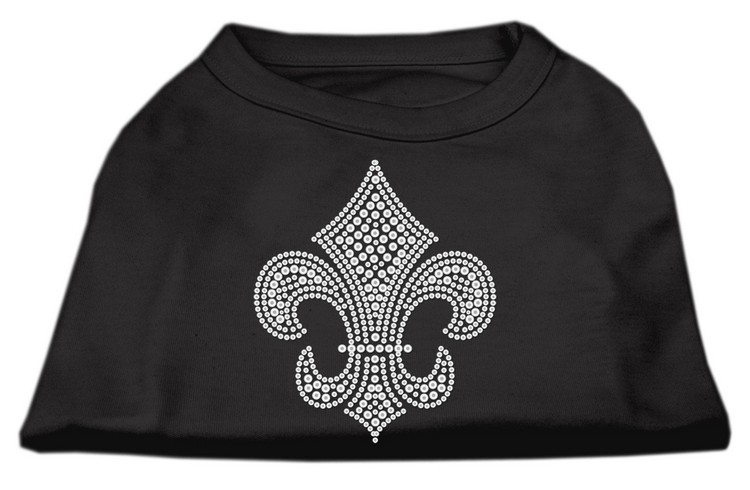 Silver Fleur de lis Rhinestone Shirts Black XXL