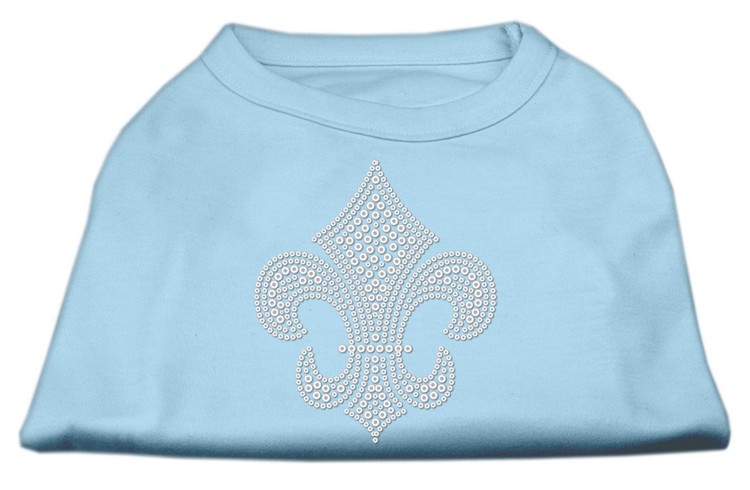 Silver Fleur de lis Rhinestone Shirts Baby Blue L