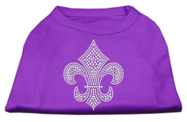 Silver Fleur de lis Rhinestone Shirts Purple XS