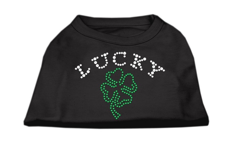 Four Leaf Clover Outline Rhinestone Shirts Black XXL