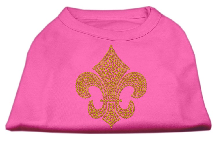 Gold Fleur De Lis Rhinestone Shirts Bright Pink XXXL