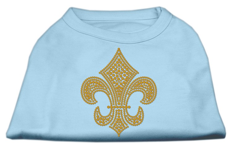 Gold Fleur De Lis Rhinestone Shirts Baby Blue XS