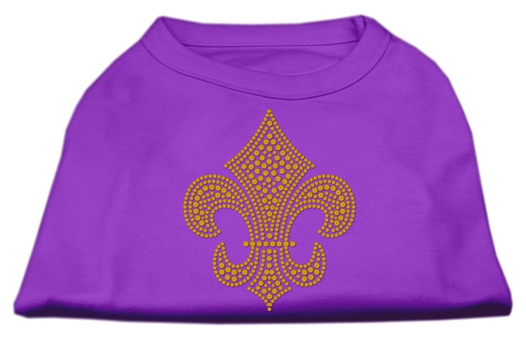 Gold Fleur De Lis Rhinestone Shirts Purple L