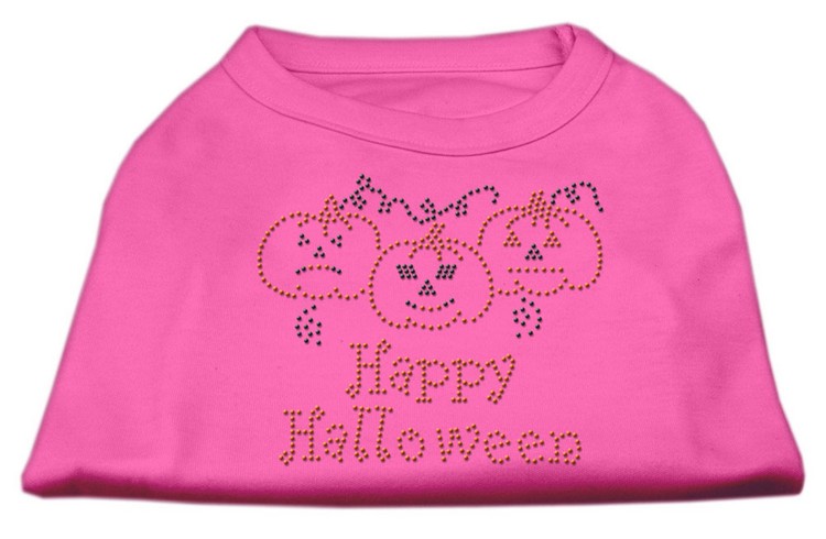 Happy Halloween Rhinestone Shirts Bright Pink XS