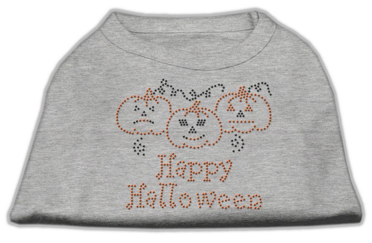 Happy Halloween Rhinestone Shirts Grey XS