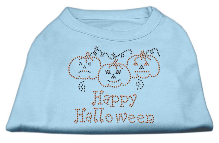 Happy Halloween Rhinestone Shirts Baby Blue XS