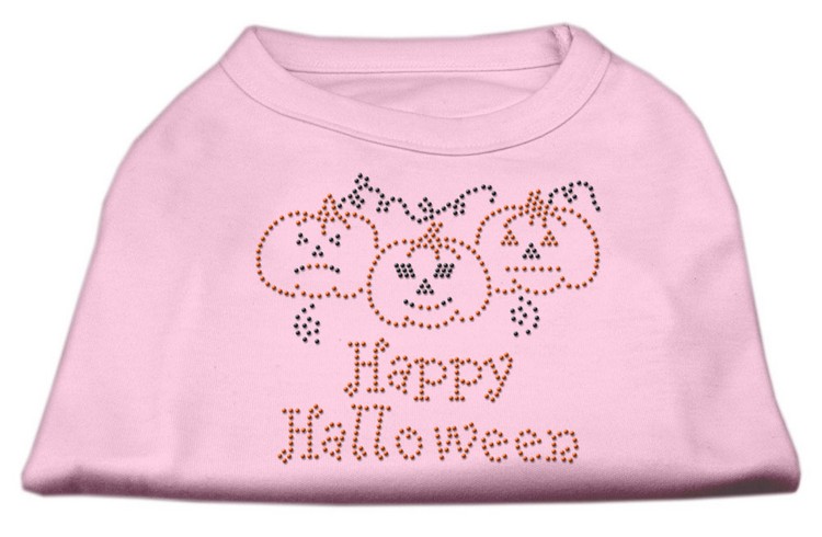 Happy Halloween Rhinestone Shirts Light Pink XL