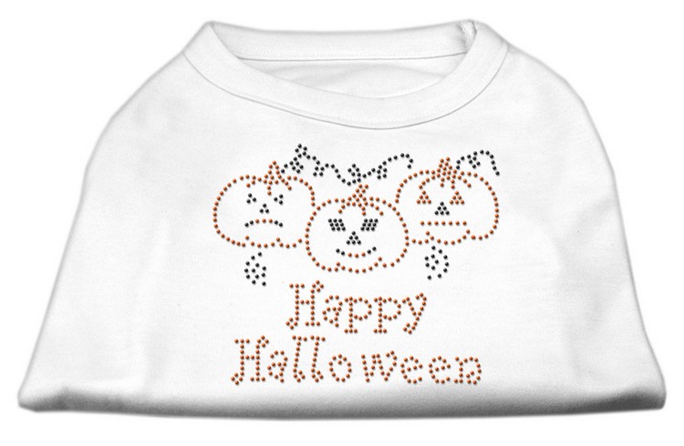 Happy Halloween Rhinestone Shirts White XS