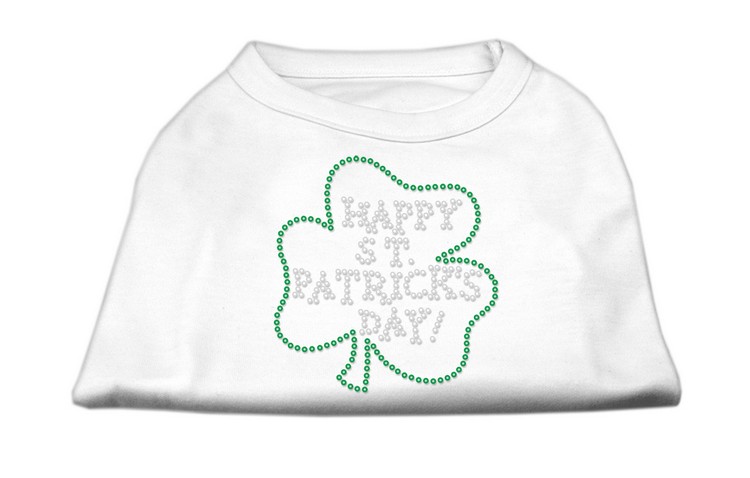 Happy St Patrick's Day Rhinestone Shirts White XXL