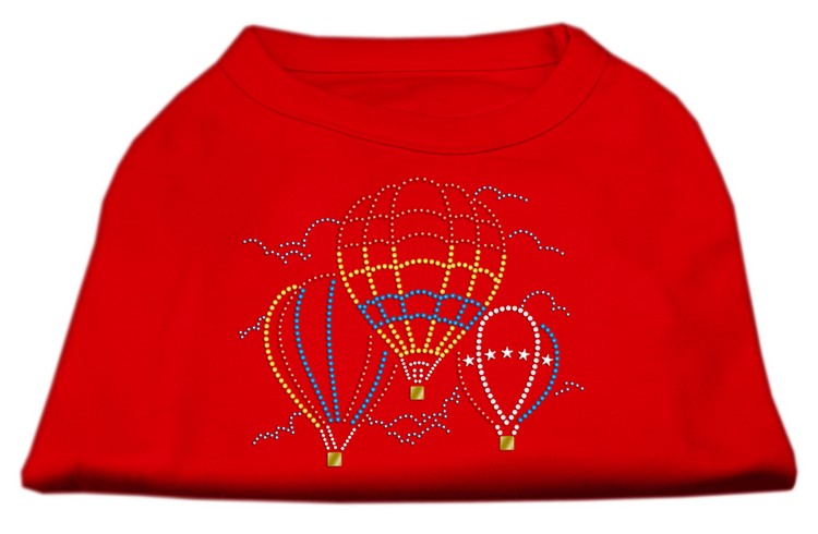 Hot Air Balloon Rhinestone Shirts Red XXL