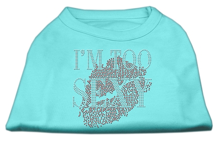 I'm Too Sexy Rhinestone Shirts Aqua XS