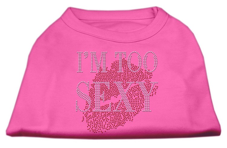 I'm Too Sexy Rhinestone Shirts Bright Pink XS