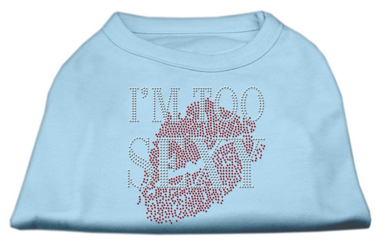 I'm Too Sexy Rhinestone Shirts Baby Blue XS