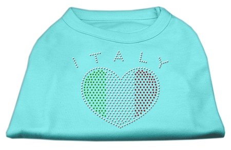 Italy Rhinestone Shirts Aqua S