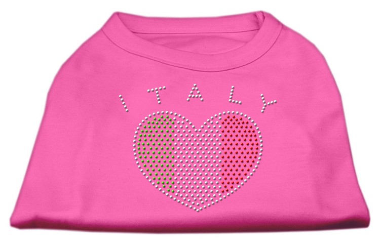 Italy Rhinestone Shirts Bright Pink XXL