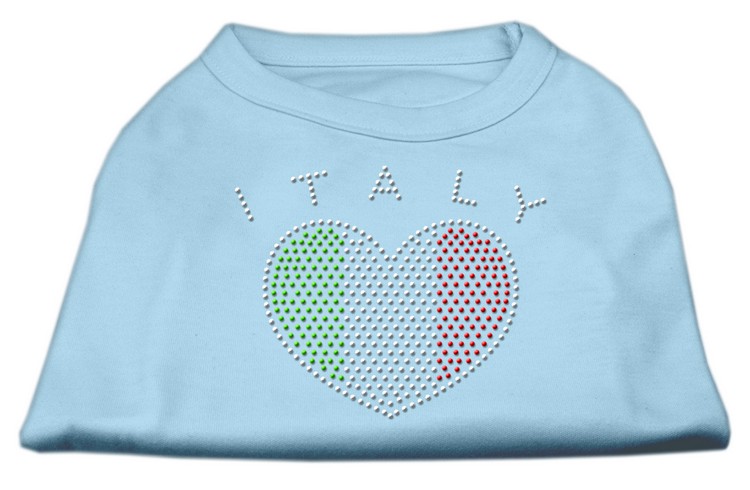 Italy Rhinestone Shirts Baby Blue XS