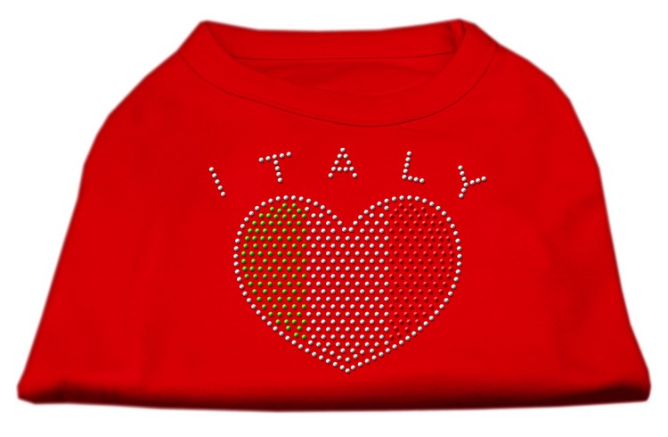 Italy Rhinestone Shirts Red XXXL