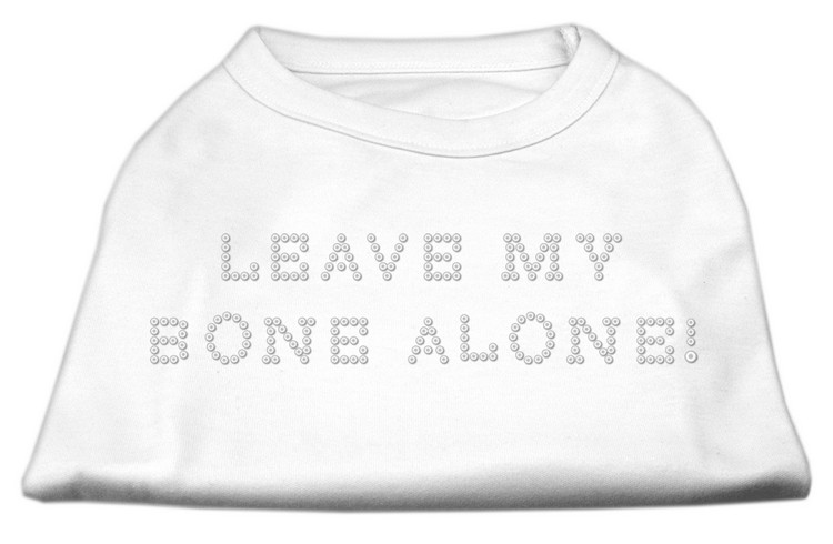 Leave My Bone Alone! Rhinestone Shirts White XL