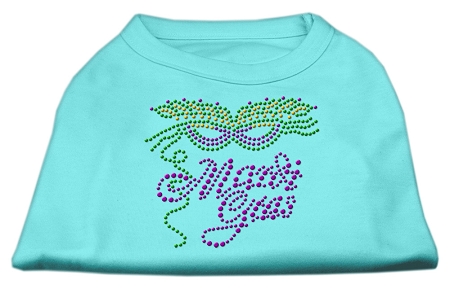 Mardi Gras Rhinestud Shirt Aqua M