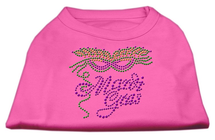 Mardi Gras Rhinestud Shirt Bright Pink XS