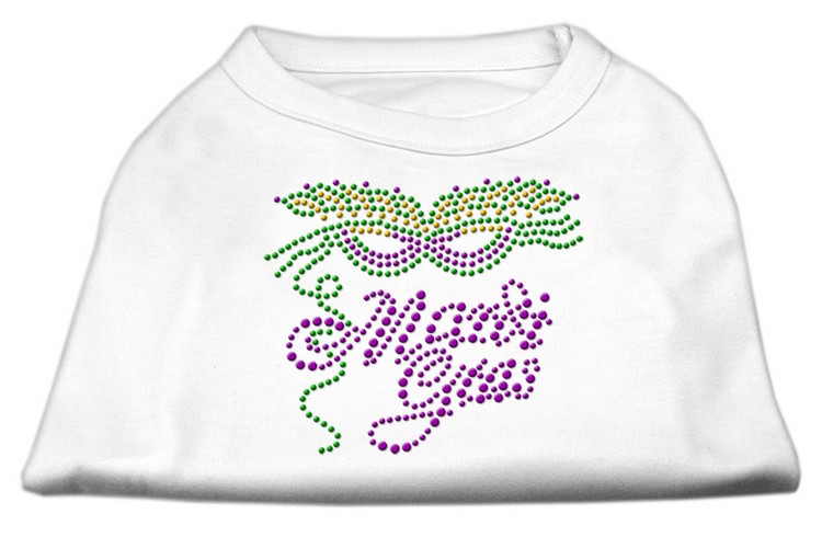 Mardi Gras Rhinestud Shirt White XS