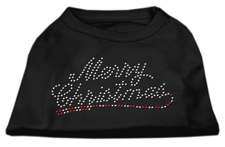 Merry Christmas Rhinestone Shirt Black XS