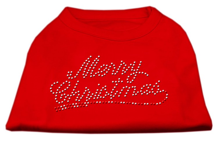 Merry Christmas Rhinestone Shirt Red XS