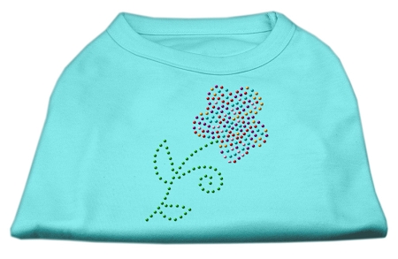 Multi-Colored Flower Rhinestone Shirt Aqua XXL