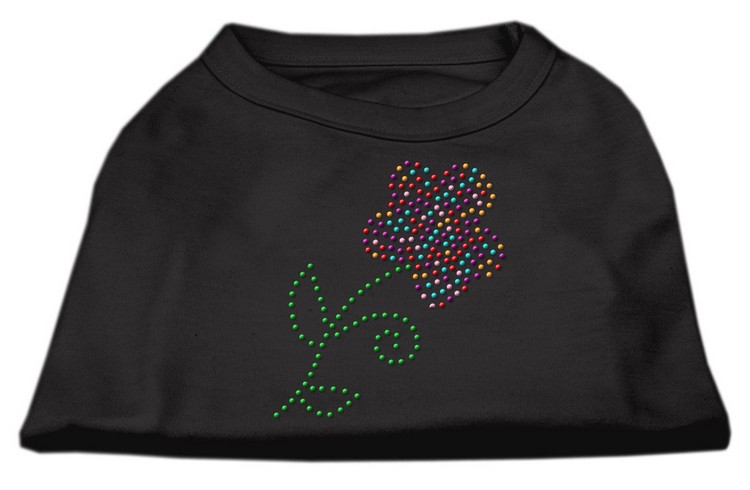 Multi-Colored Flower Rhinestone Shirt Black XL