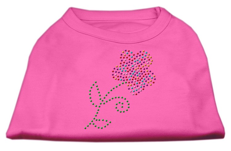 Multi-Colored Flower Rhinestone Shirt Bright Pink XL