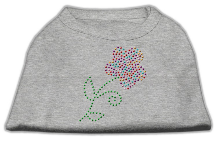 Multi-Colored Flower Rhinestone Shirt Grey M