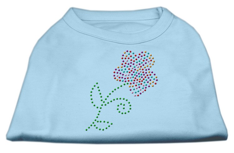 Multi-Colored Flower Rhinestone Shirt Baby Blue XS