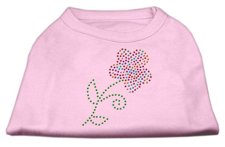 Multi-Colored Flower Rhinestone Shirt Light Pink XXXL