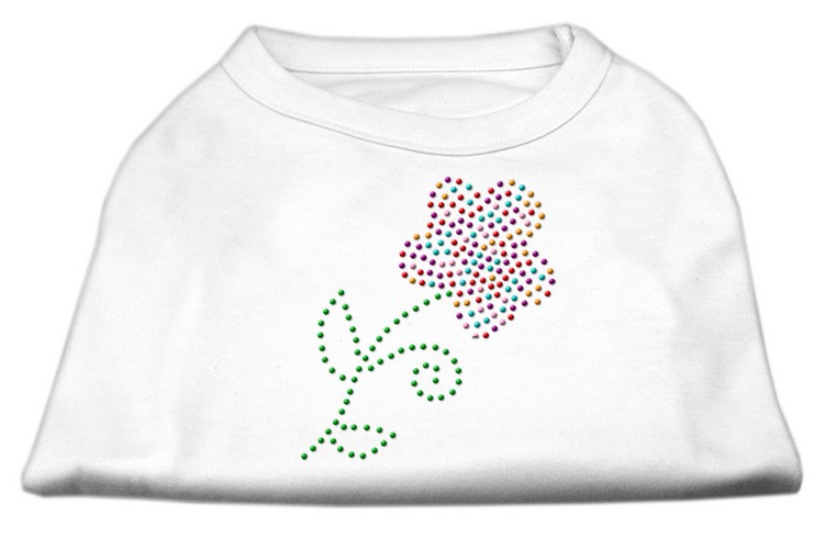 Multi-Colored Flower Rhinestone Shirt White XXXL