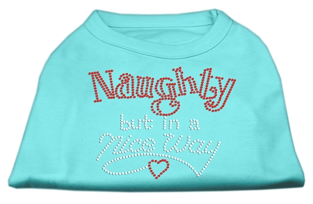 Naughty But Nice Rhinestone Shirts Aqua XXL