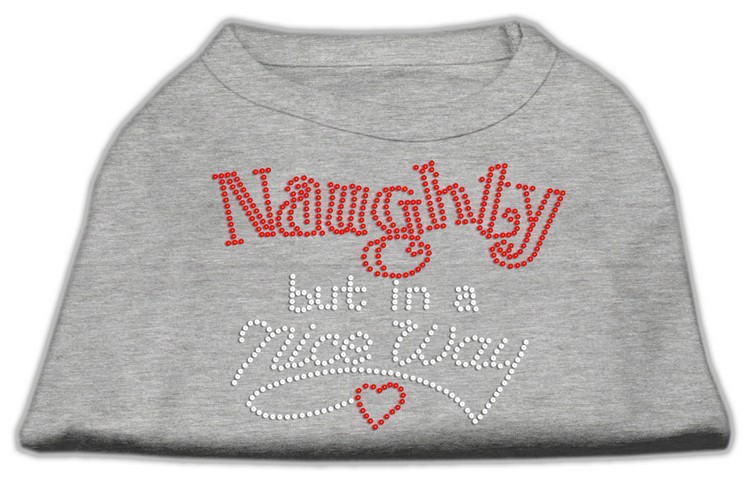 Naughty But Nice Rhinestone Shirts Grey XS