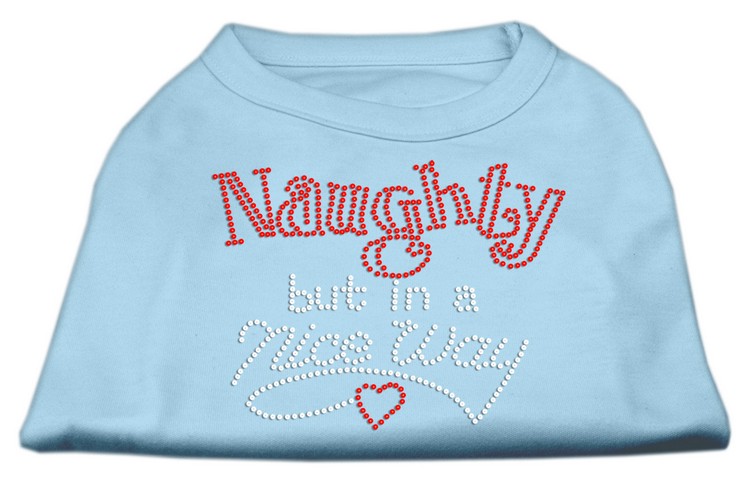 Naughty But Nice Rhinestone Shirts Baby Blue XS