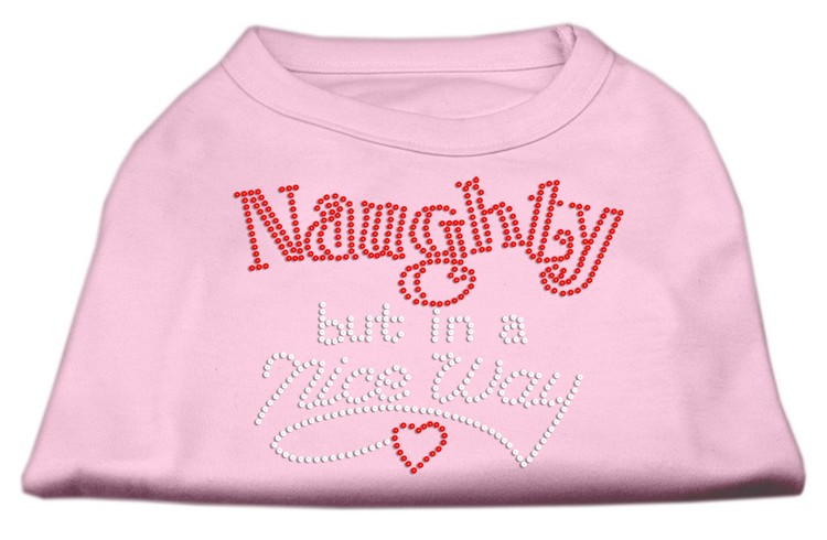 Naughty But Nice Rhinestone Shirts Light Pink L