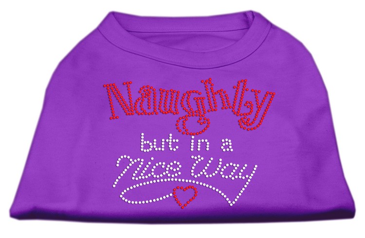 Naughty But Nice Rhinestone Shirts Purple XXL