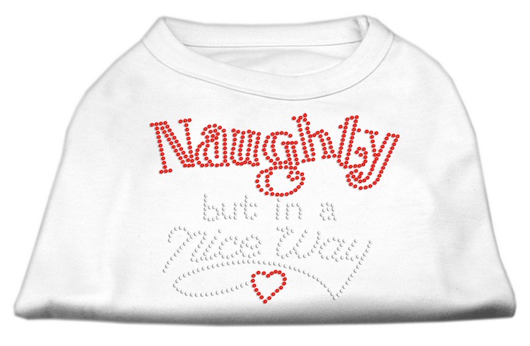 Naughty But Nice Rhinestone Shirts White XL