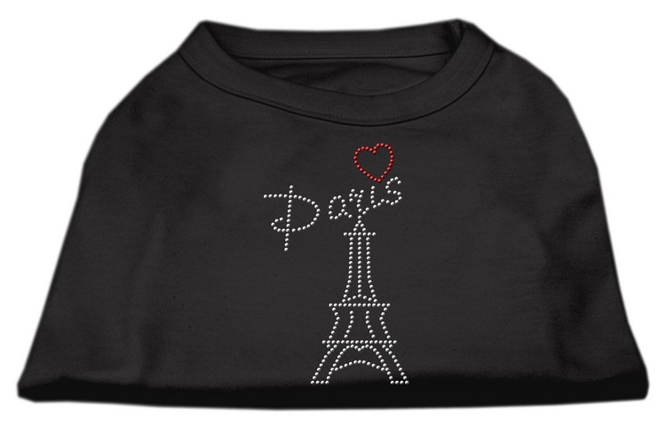 Paris Rhinestone Shirts Black XS