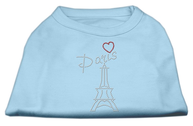 Paris Rhinestone Shirts Baby Blue XL