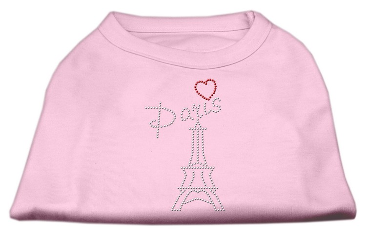 Paris Rhinestone Shirts Light Pink XL