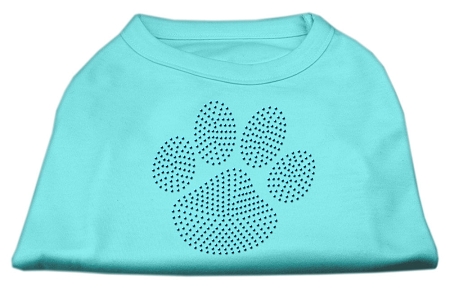 Blue Paw Rhinestud Shirt Aqua XS