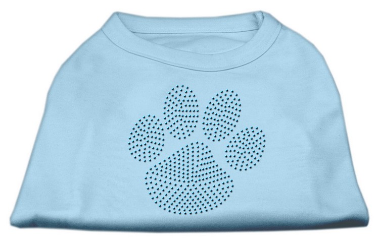 Blue Paw Rhinestud Shirt Baby Blue L