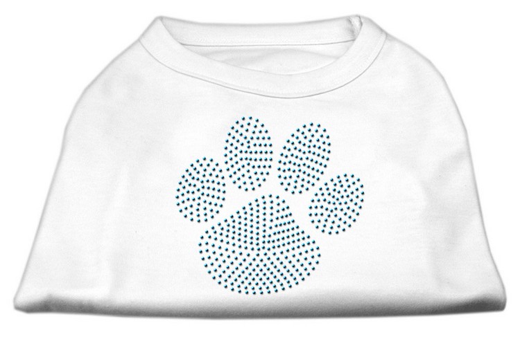 Blue Paw Rhinestud Shirt White XS