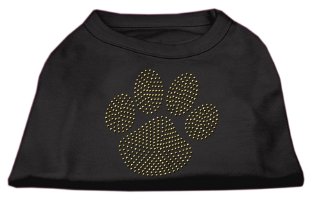 Gold Paw Rhinestud Shirt Black L